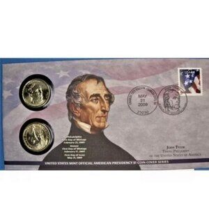 2009 John Tyler $1 Coin Cover Sealed U.S. Mint Collectible Gift P30